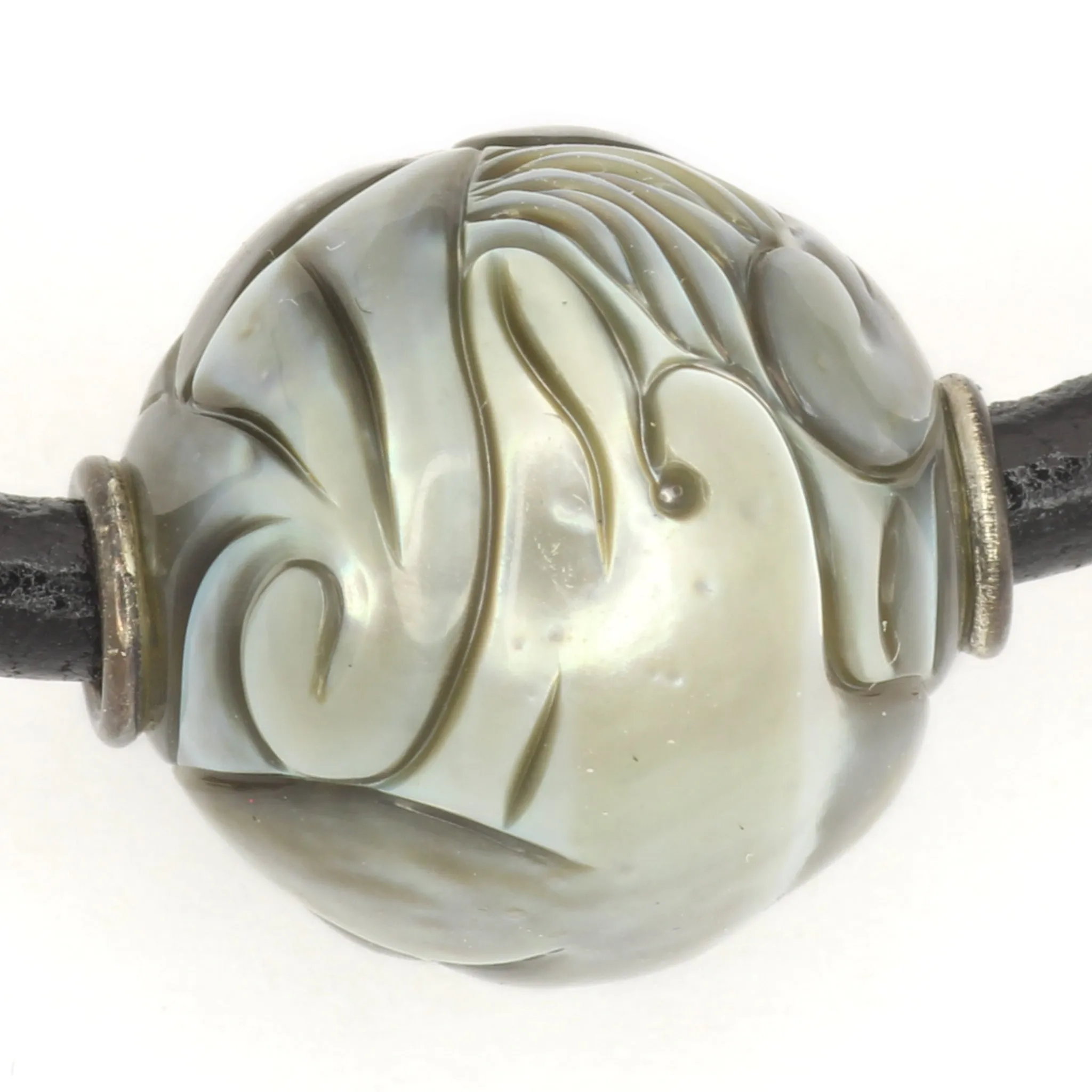 Dolphin - Galatea Carved Tahitian Pearl Leather Necklace