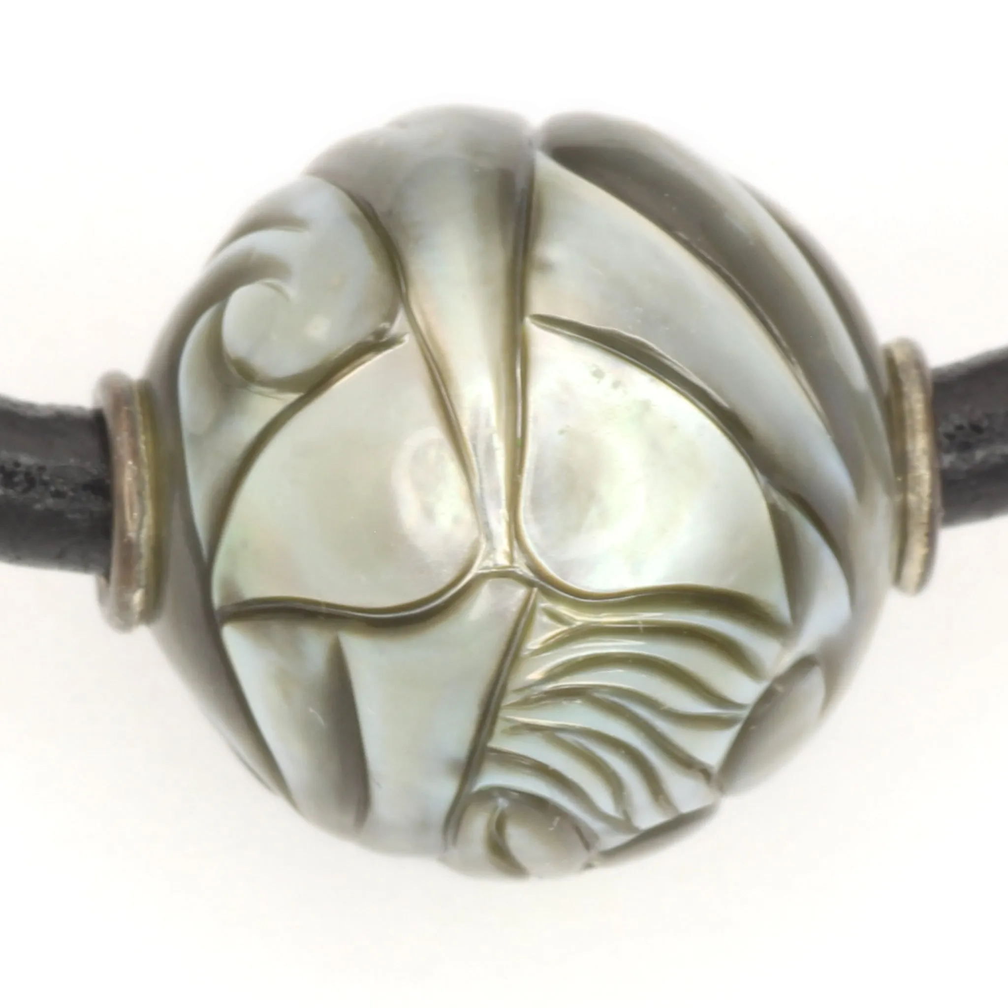 Dolphin - Galatea Carved Tahitian Pearl Leather Necklace