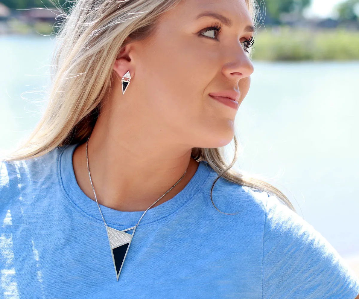 Double Triangle Leather Inlay Earrings