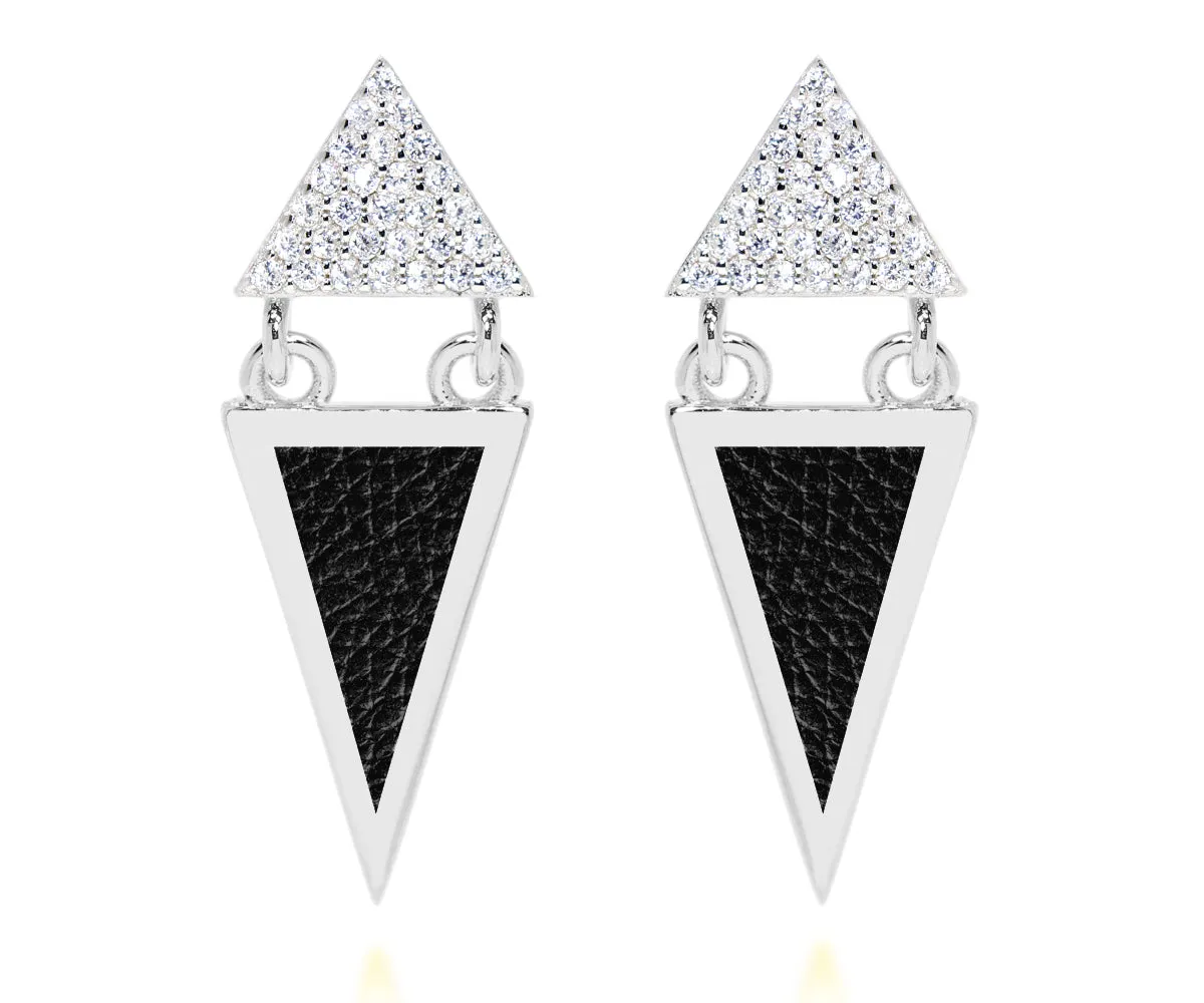 Double Triangle Leather Inlay Earrings