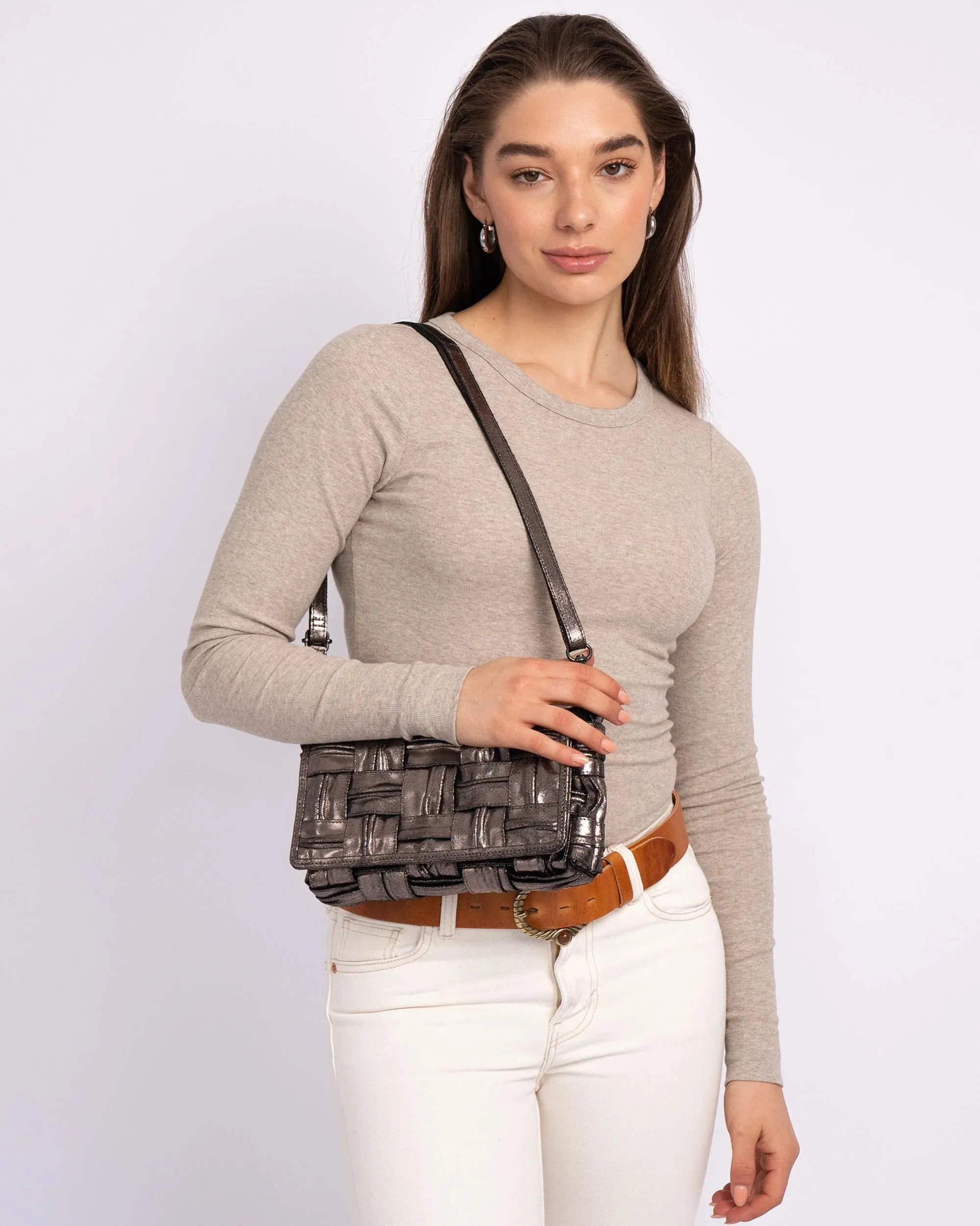 Dries | Metallic Leather Crossbody Bag