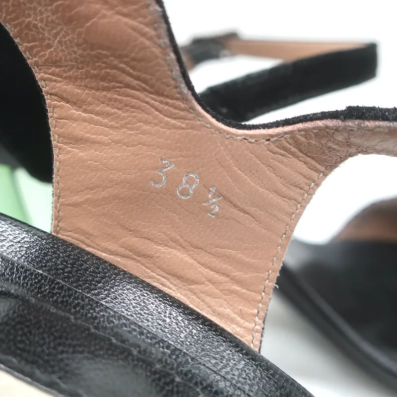 Dries Van Noten Mirrored-Heel Sandal Black Suede & Braided Leather Size 38.5