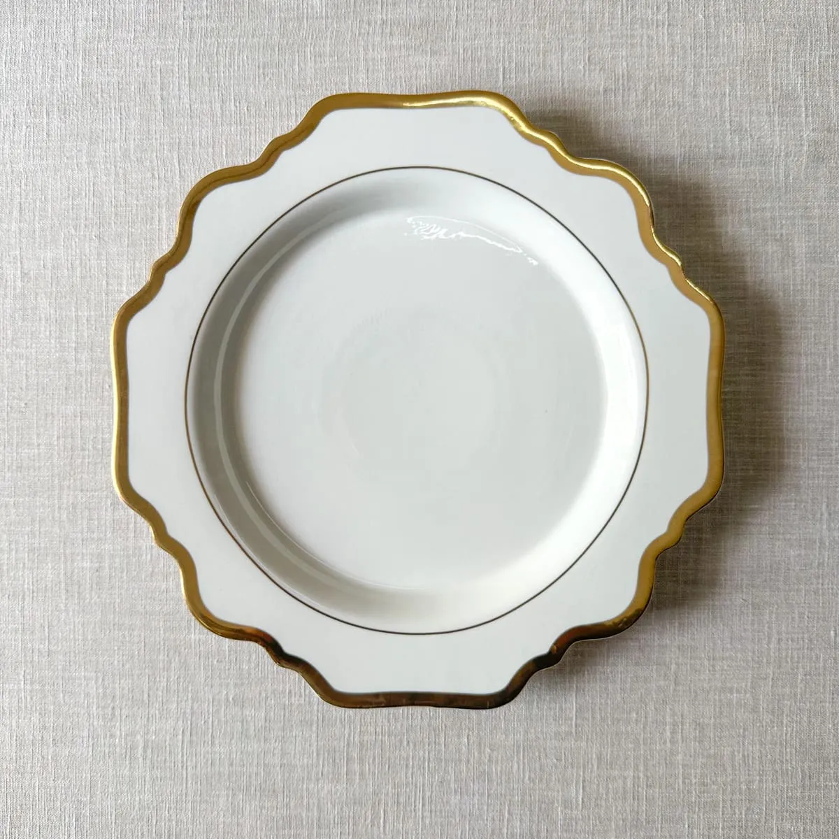 Edit House & Home-Home Artisan Celestine White Porcelain Dinner Plate with Gold Rim  Set of 2