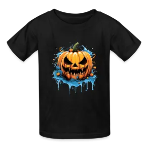 Eternal Jack-o'-Lantern: Hanes Youth Tagless Tee with Spine-Chilling Pumpkin Design
