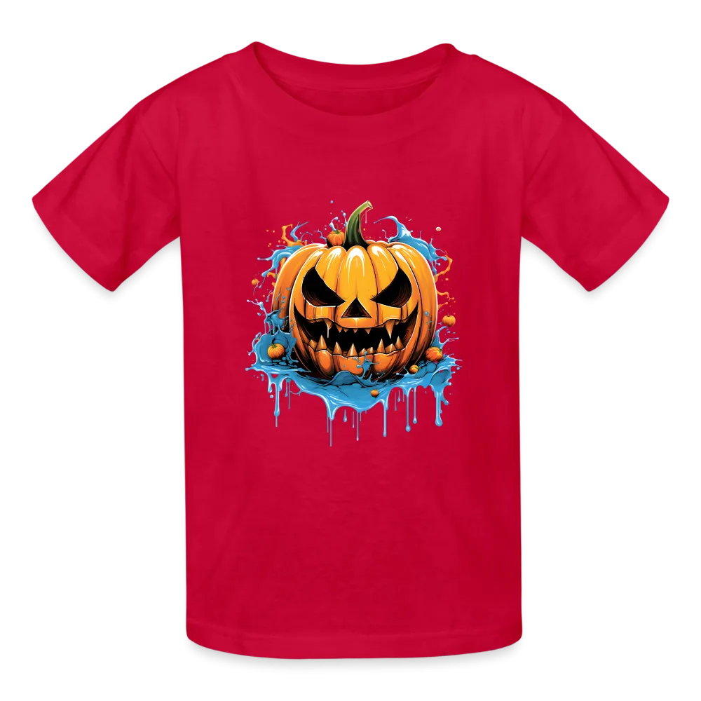 Eternal Jack-o'-Lantern: Hanes Youth Tagless Tee with Spine-Chilling Pumpkin Design