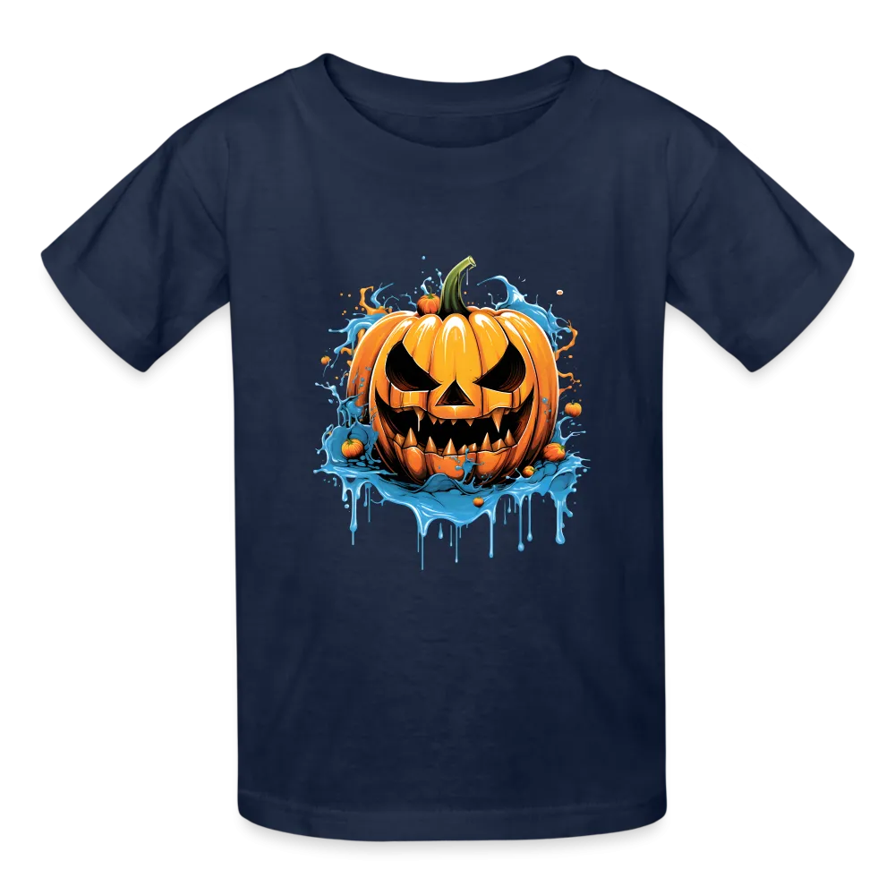 Eternal Jack-o'-Lantern: Hanes Youth Tagless Tee with Spine-Chilling Pumpkin Design