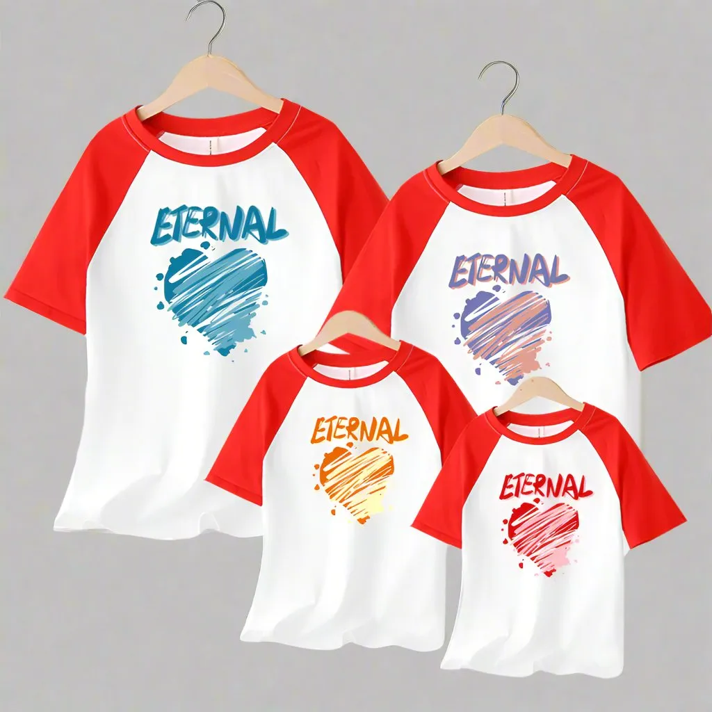 Eternal Love Family Matching T-Shirts - Colorful Heart Design