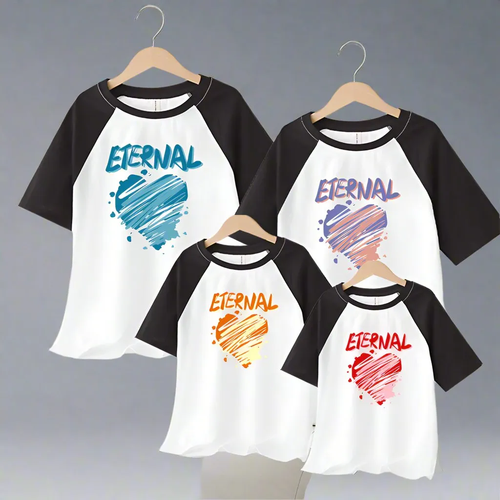 Eternal Love Family Matching T-Shirts - Colorful Heart Design