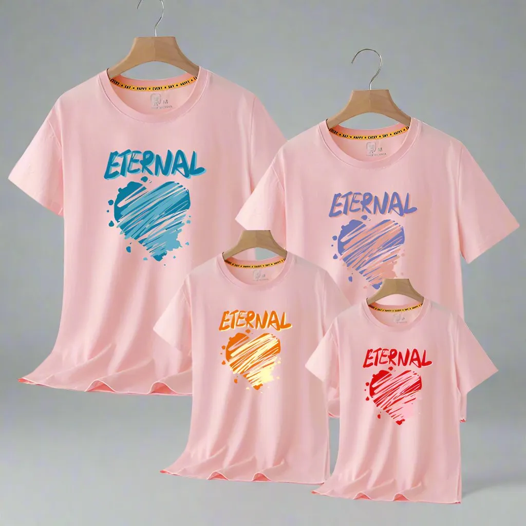 Eternal Love Family Matching T-Shirts - Colorful Heart Design
