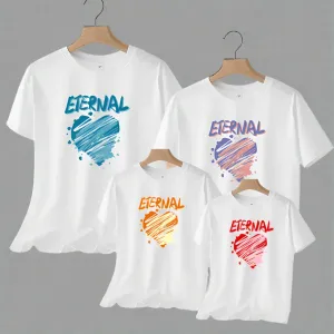 Eternal Love Family Matching T-Shirts - Colorful Heart Design