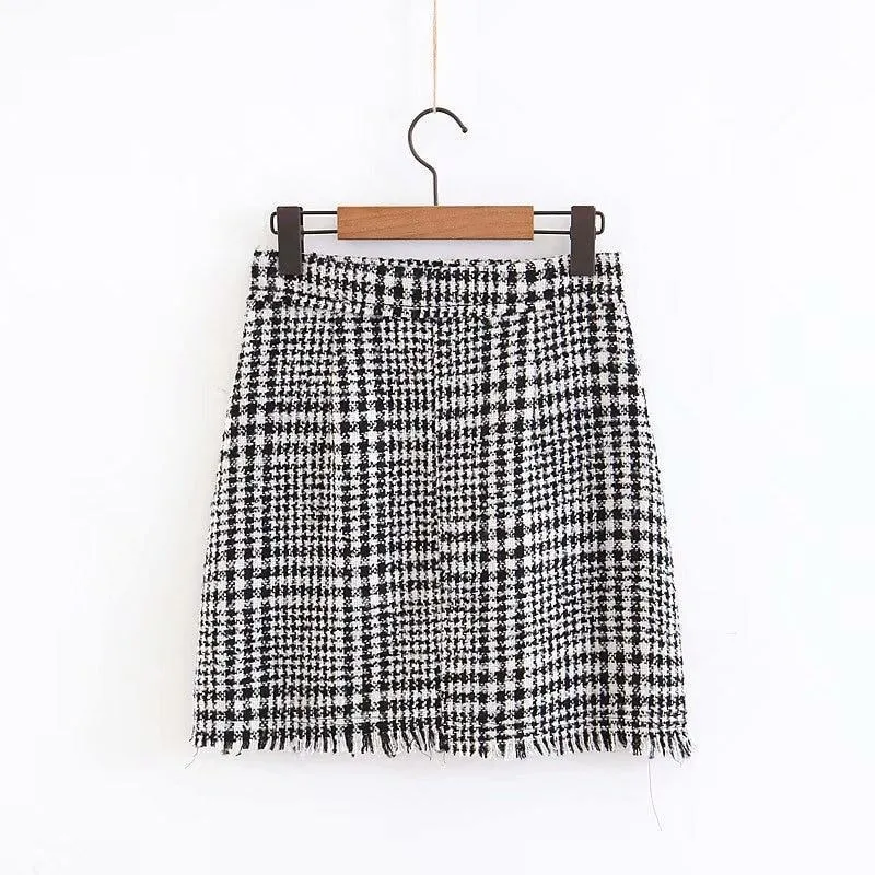 Europe & American Fashion Tweed Mini Skirt