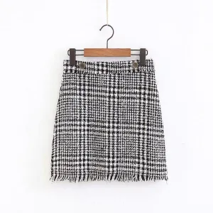 Europe & American Fashion Tweed Mini Skirt