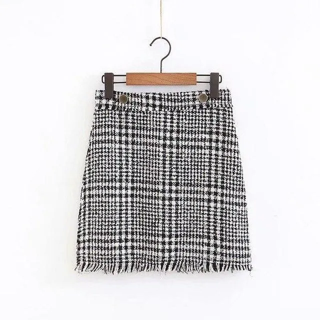 Europe & American Fashion Tweed Mini Skirt