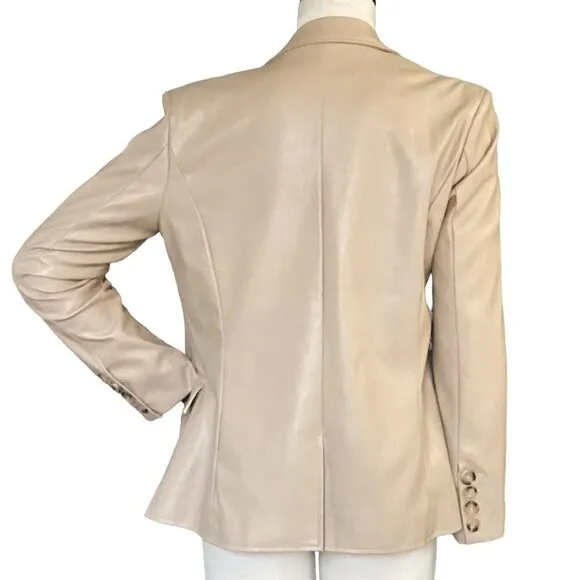 EVEREVE West Bank Faux Leather  Blazer Sand Beige/Light Camel Tan M 303D