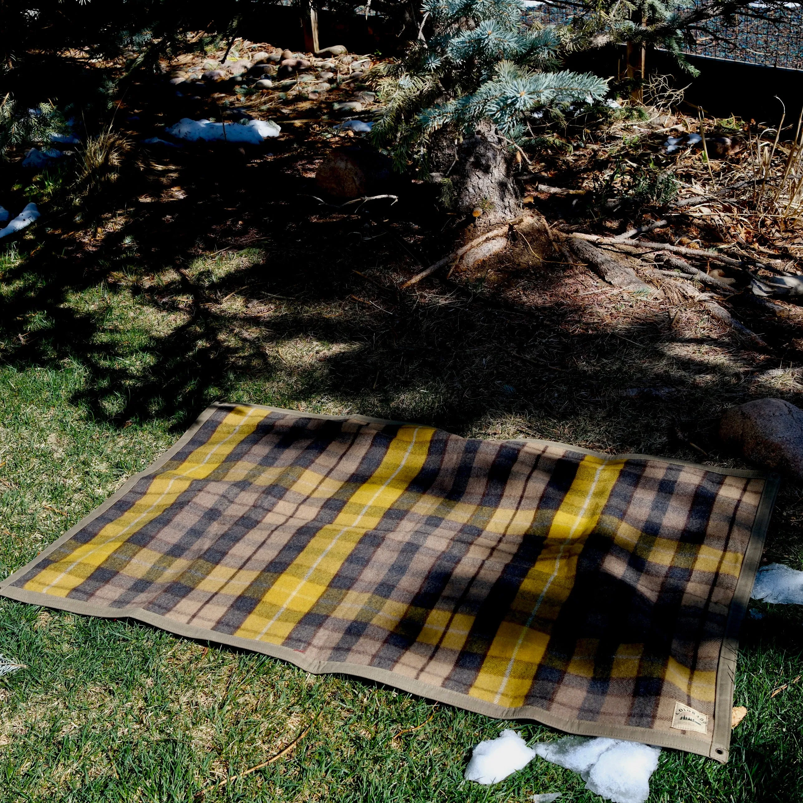 Extra Large Heavy Duty Waxed Canvas and Tartan Wool Lined Bushcraft Ground Cloth