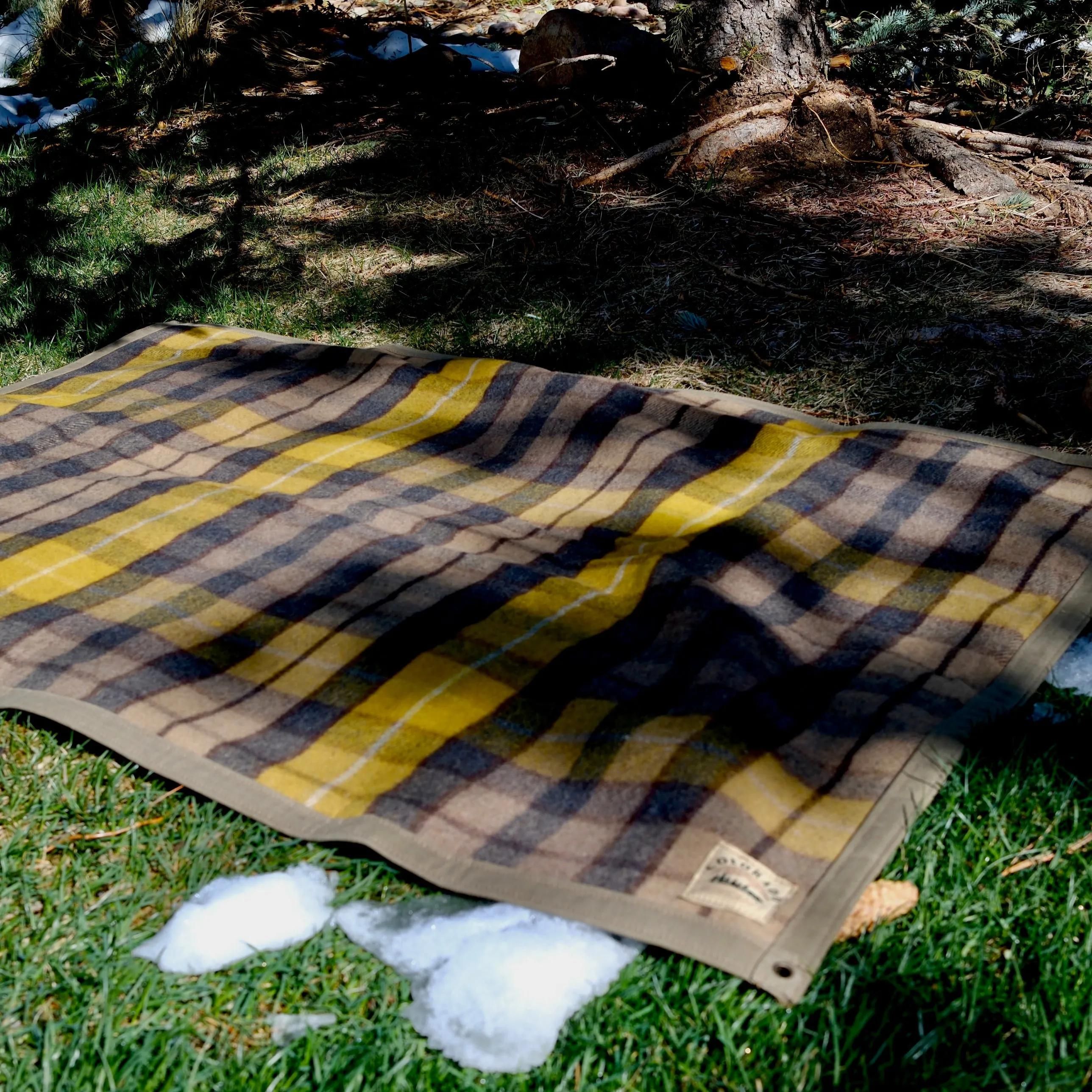 Extra Large Heavy Duty Waxed Canvas and Tartan Wool Lined Bushcraft Ground Cloth