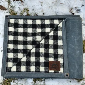 Extra Large Heavy Weight Waxed Canvas and B/W Buffalo Plaid Wool Lined Bushcraft Ground Cloth