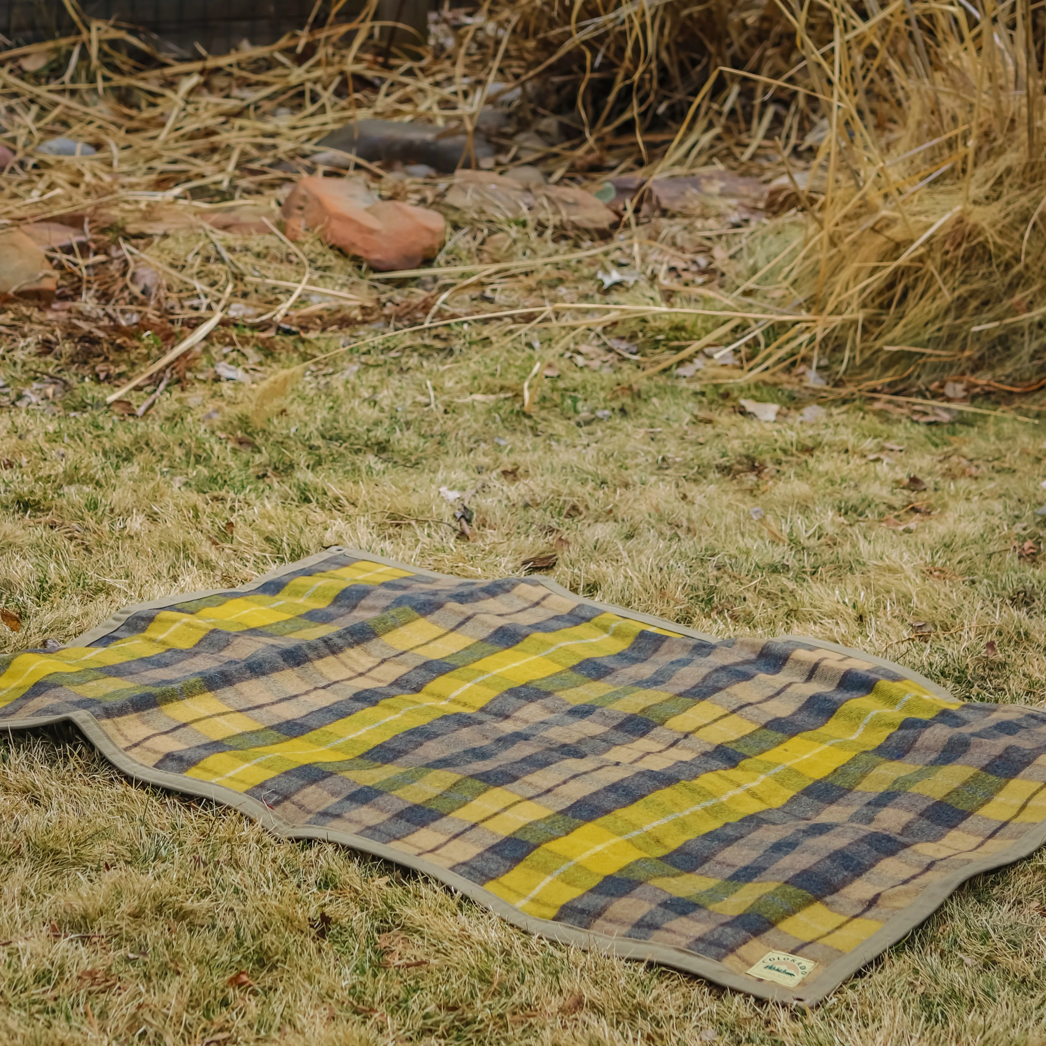 Extra Large Waxed Canvas and Tartan Wool Lined Bushcraft Ground Cloth