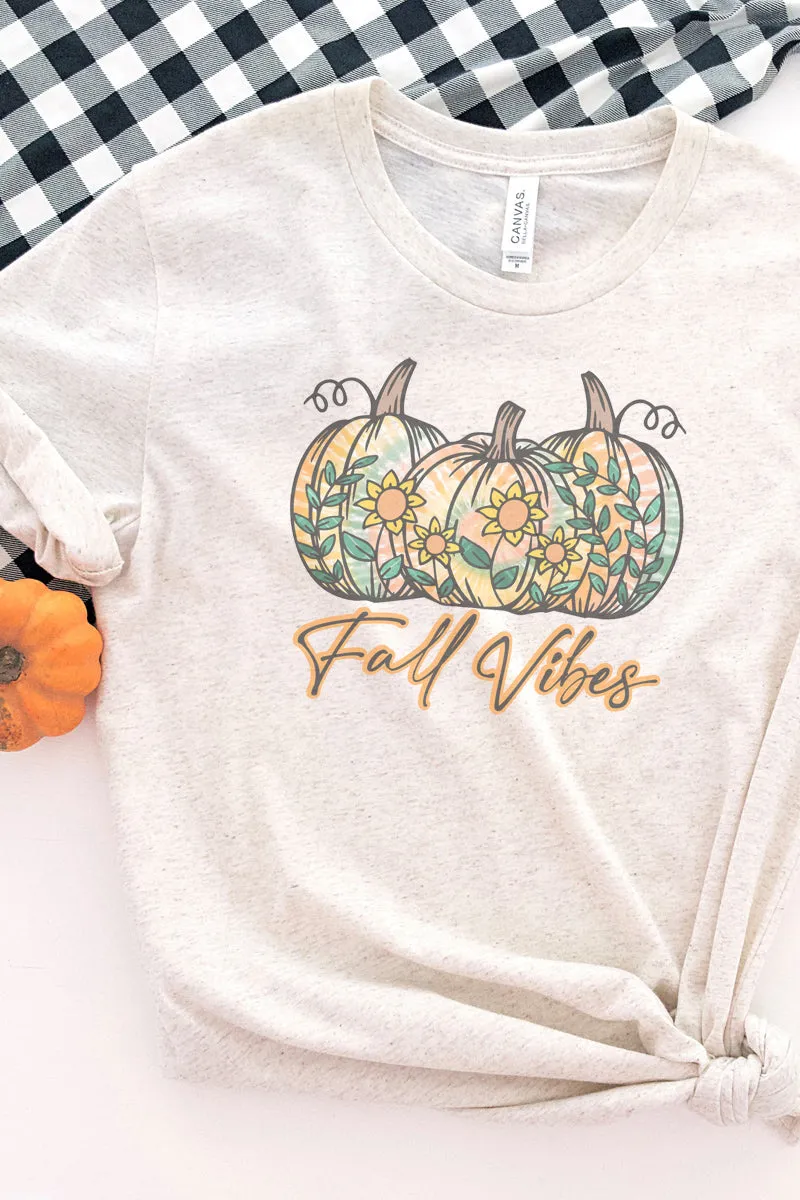 Fall Vibes Tie Dye Pumpkins Tri-Blend Short Sleeve Tee