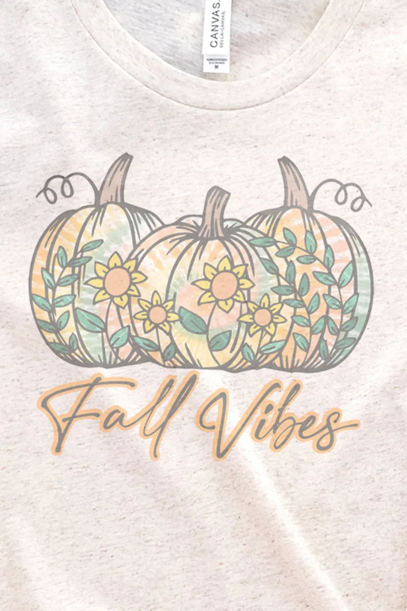 Fall Vibes Tie Dye Pumpkins Tri-Blend Short Sleeve Tee