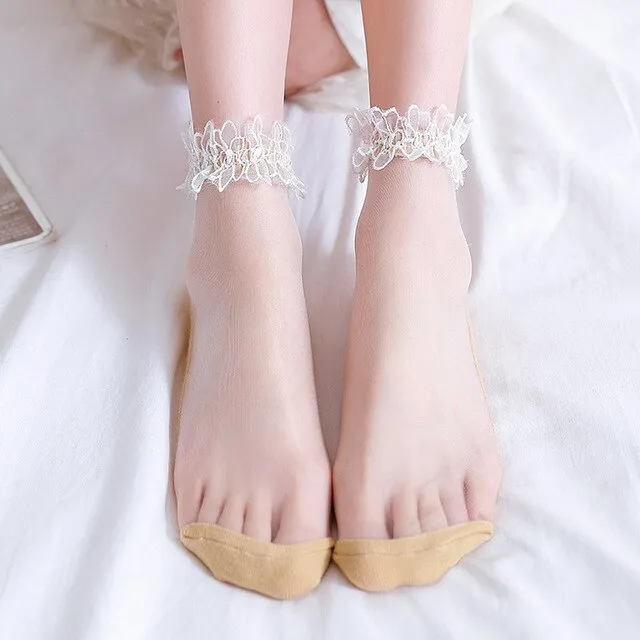 Fashion Lace Flower Thin Socks