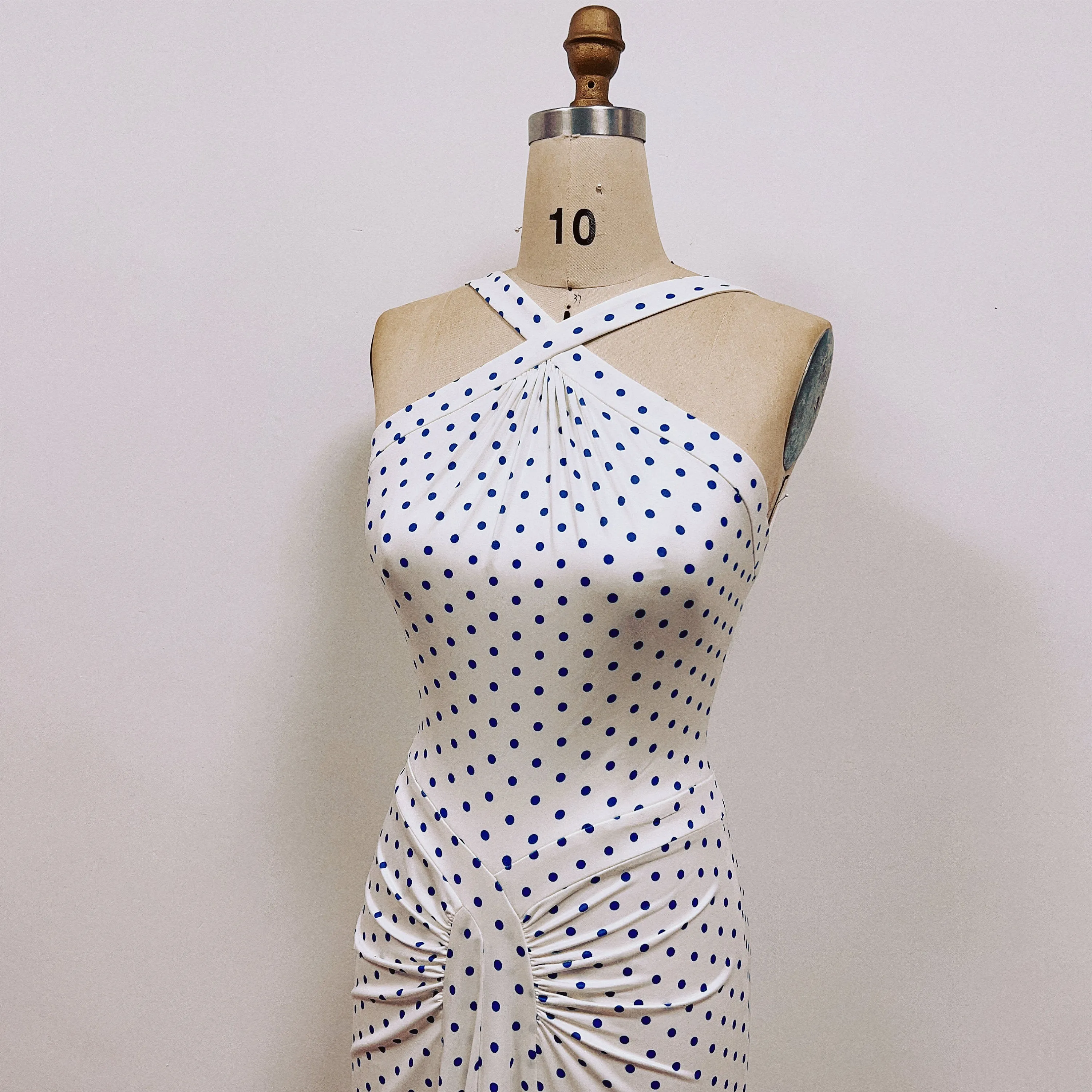 Fashion Marilyn Blue Polka Dot Dress Prom Midi 1950s Dress