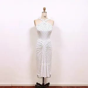 Fashion Marilyn Blue Polka Dot Dress Prom Midi 1950s Dress