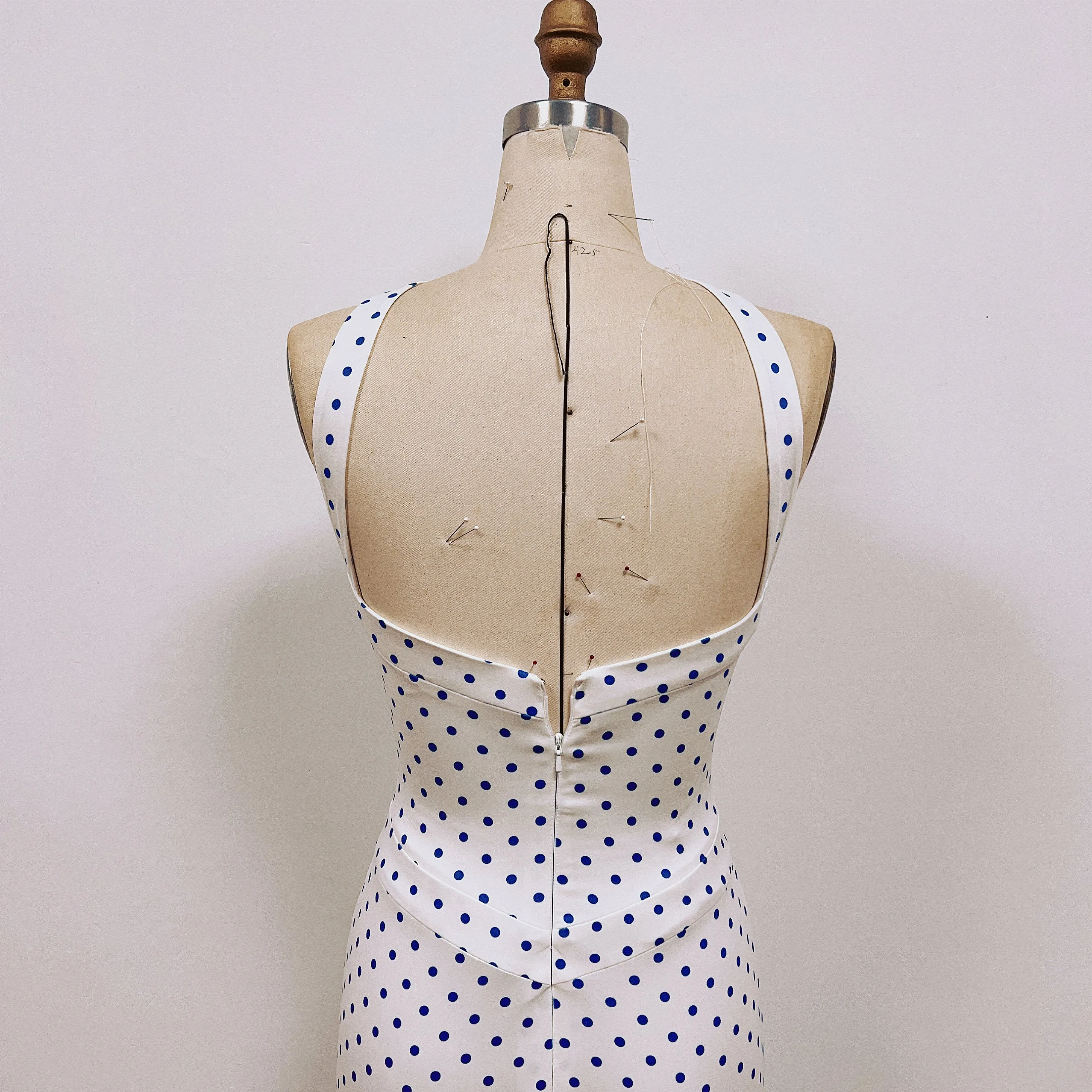 Fashion Marilyn Blue Polka Dot Dress Prom Midi 1950s Dress