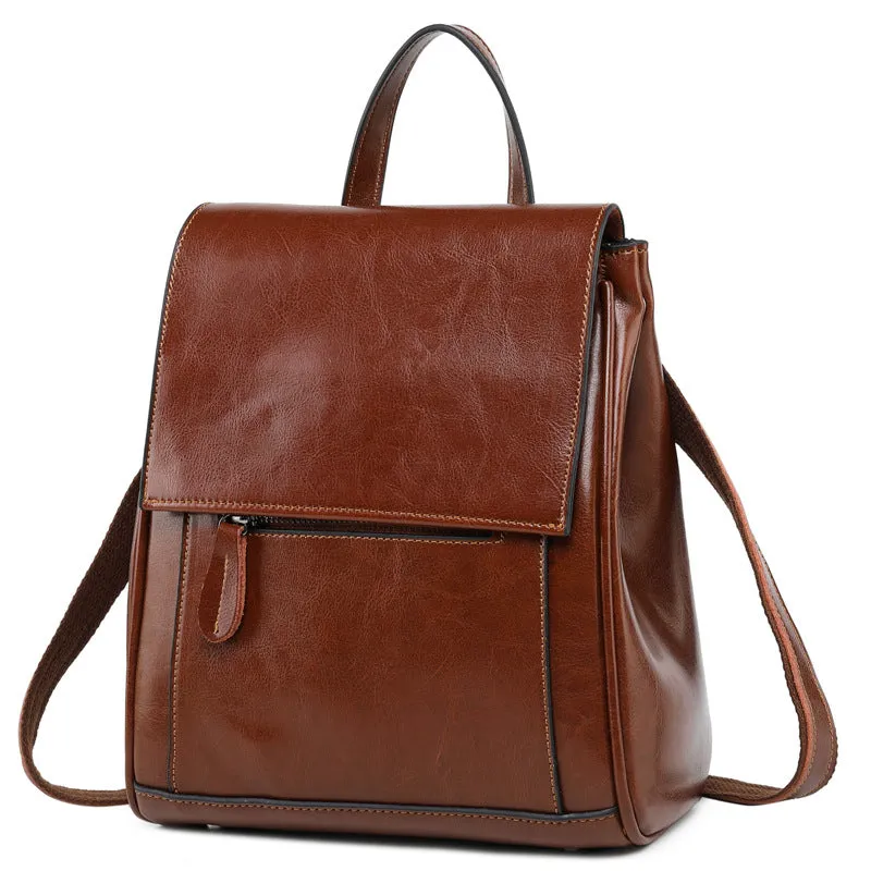 Fashion Oil Wax Leather Backpack