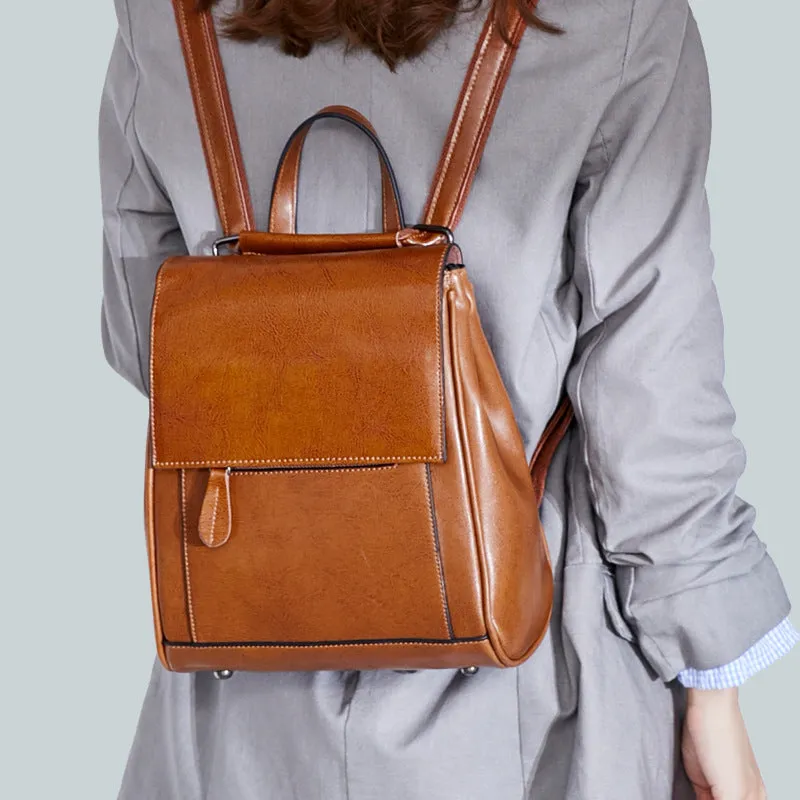 Fashion Oil Wax Leather Backpack