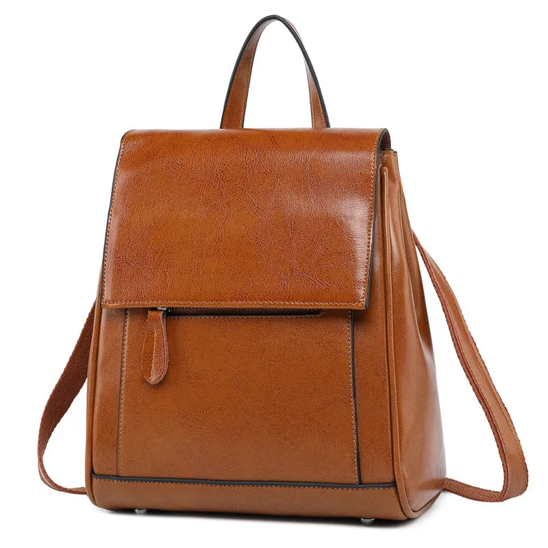 Fashion Oil Wax Leather Backpack