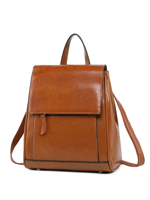 Fashion Oil Wax Leather Backpack