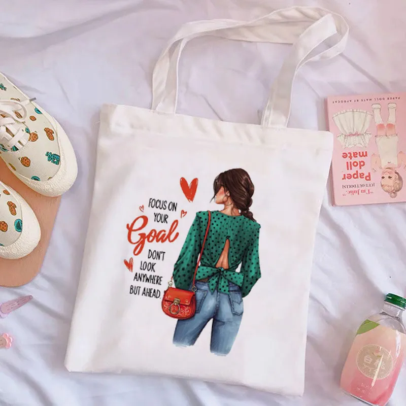 Fashion Trend Shoes Pattern Women Capacity Canvas Bag K