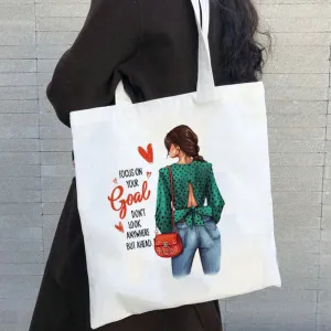 Fashion Trend Shoes Pattern Women Capacity Canvas Bag K