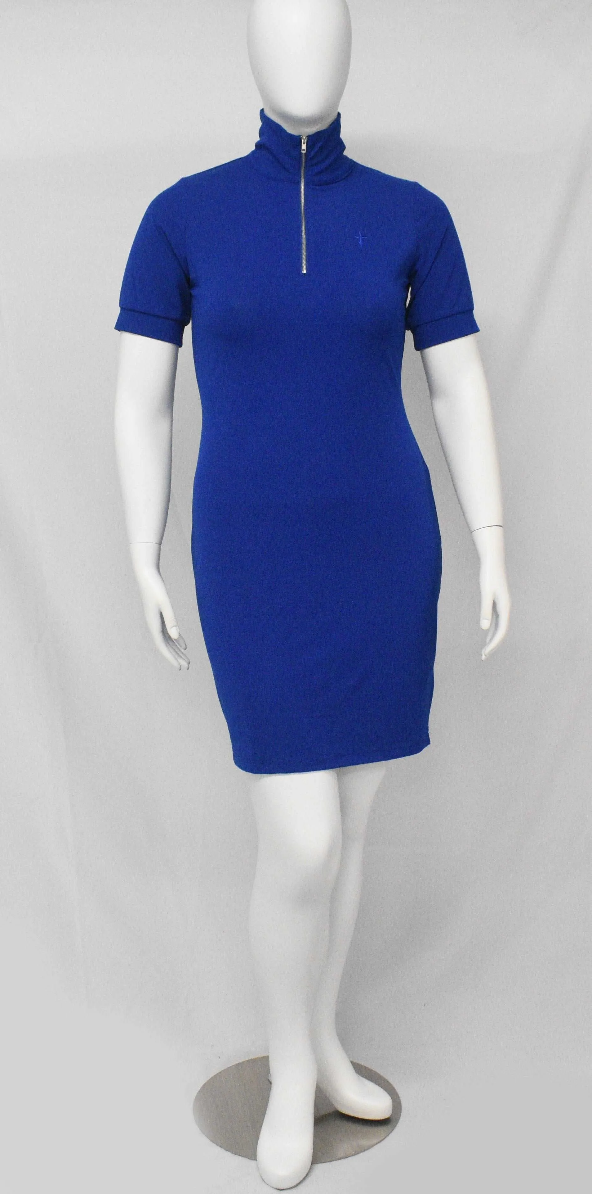 Fat Melting Sporting Gown Collar Shaper Dress- Blue