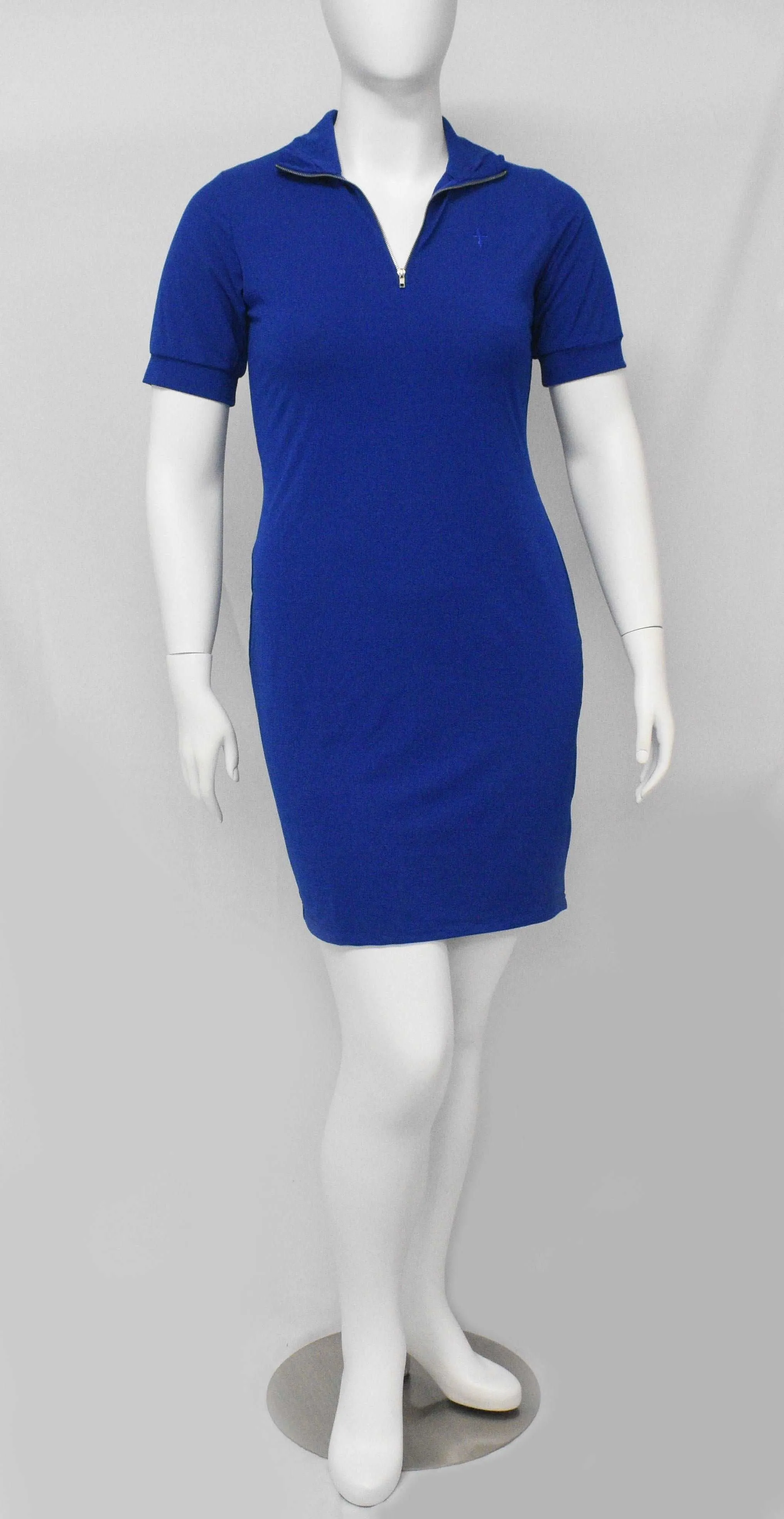 Fat Melting Sporting Gown Collar Shaper Dress- Blue
