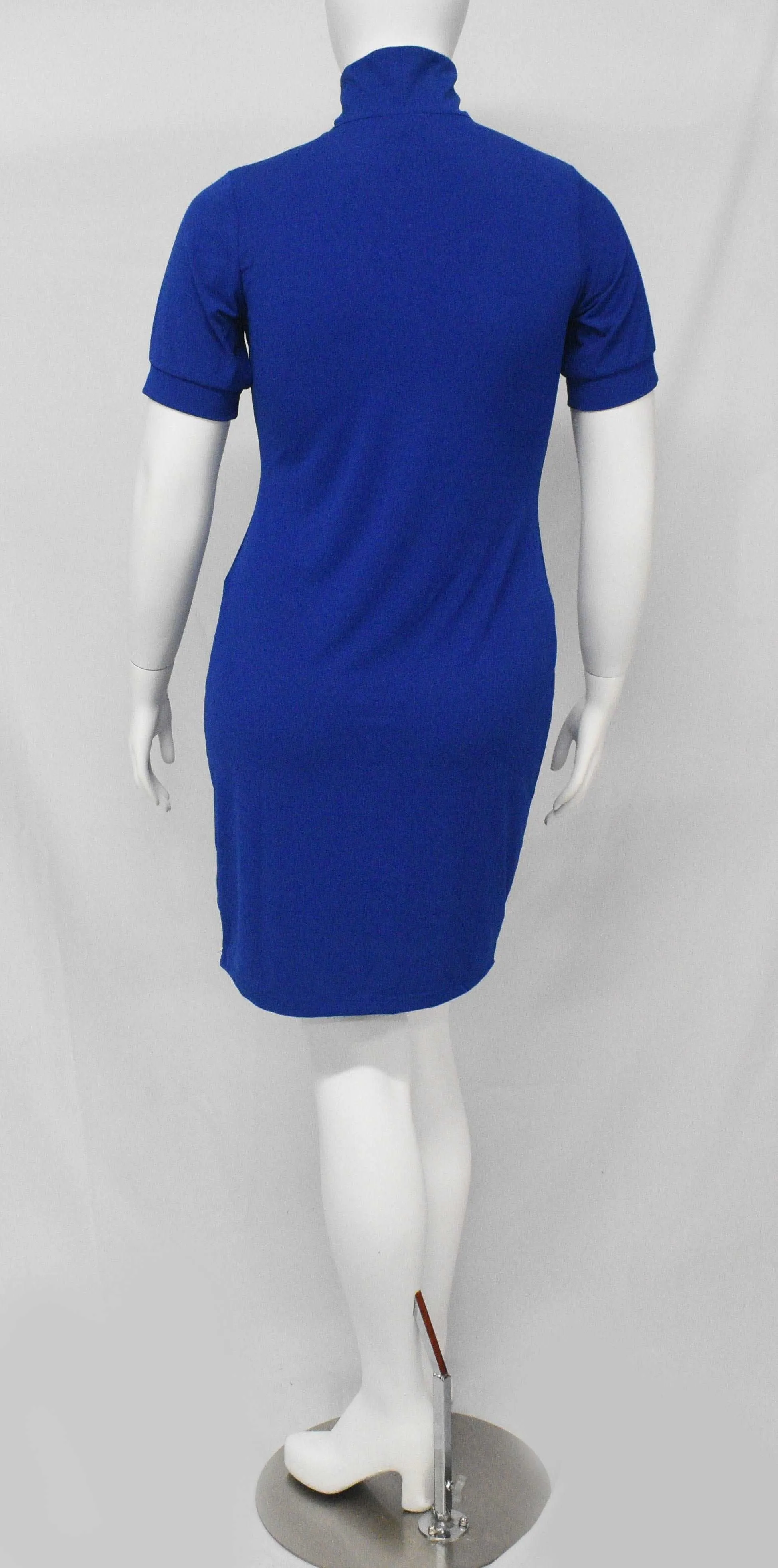 Fat Melting Sporting Gown Collar Shaper Dress- Blue