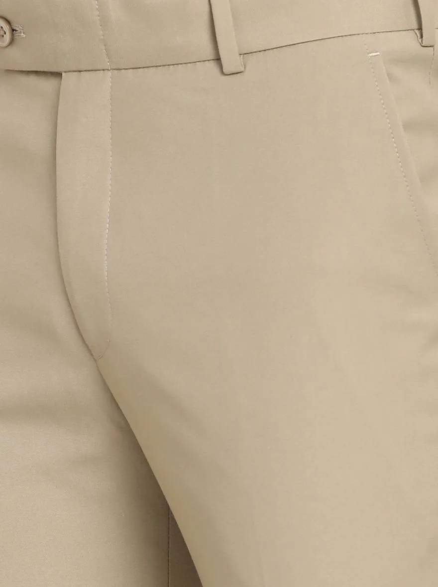 Fawn Solid Slim Fit Formal Trouser | Greenfibre