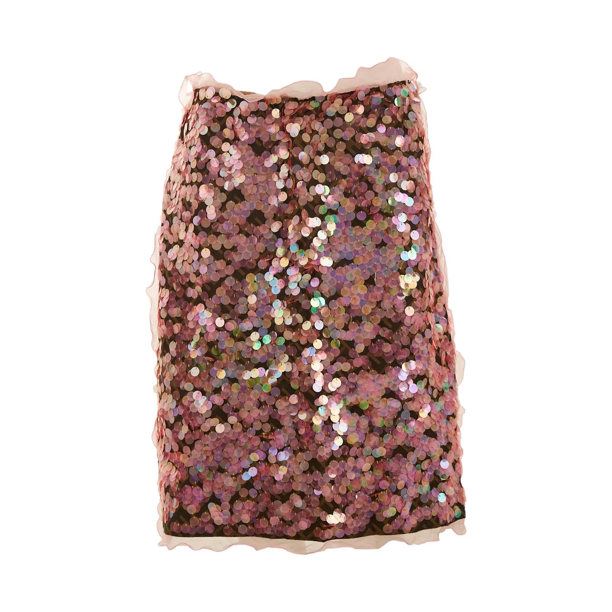 Fendi Pink Sequin Ruffle Skirt