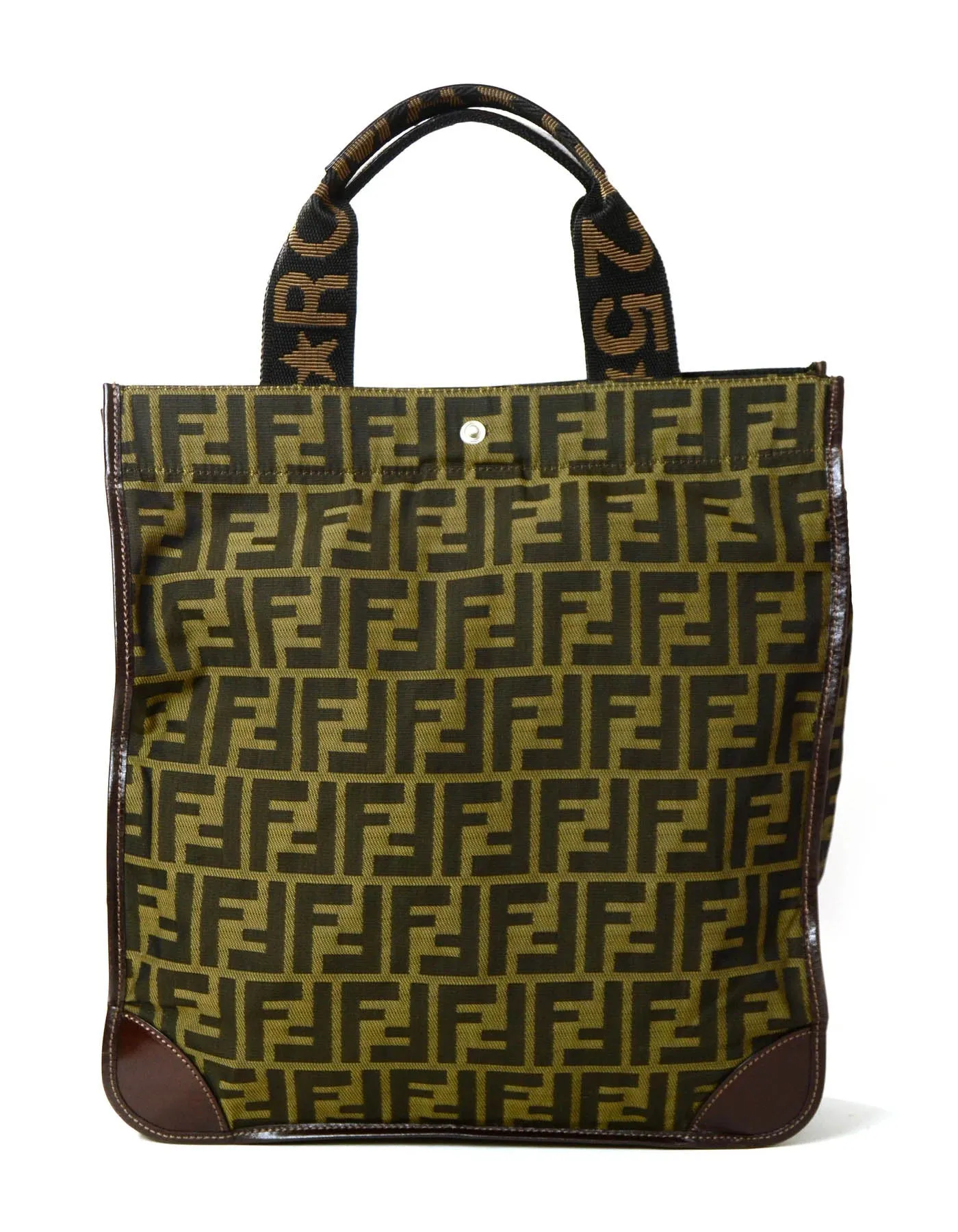 Fendi Vintage Tobacco Brown Canvas Zucca Tote Bag