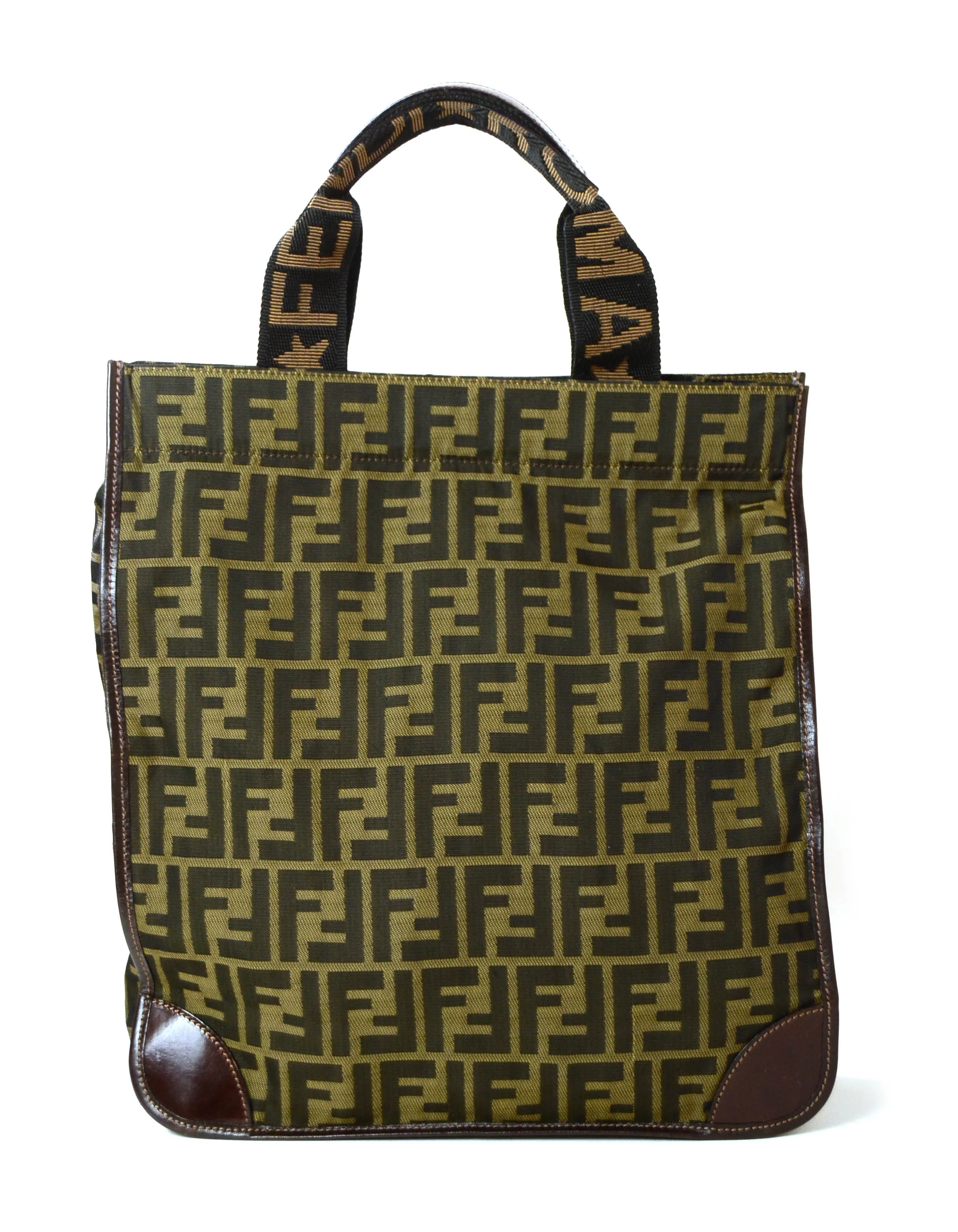 Fendi Vintage Tobacco Brown Canvas Zucca Tote Bag
