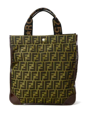 Fendi Vintage Tobacco Brown Canvas Zucca Tote Bag