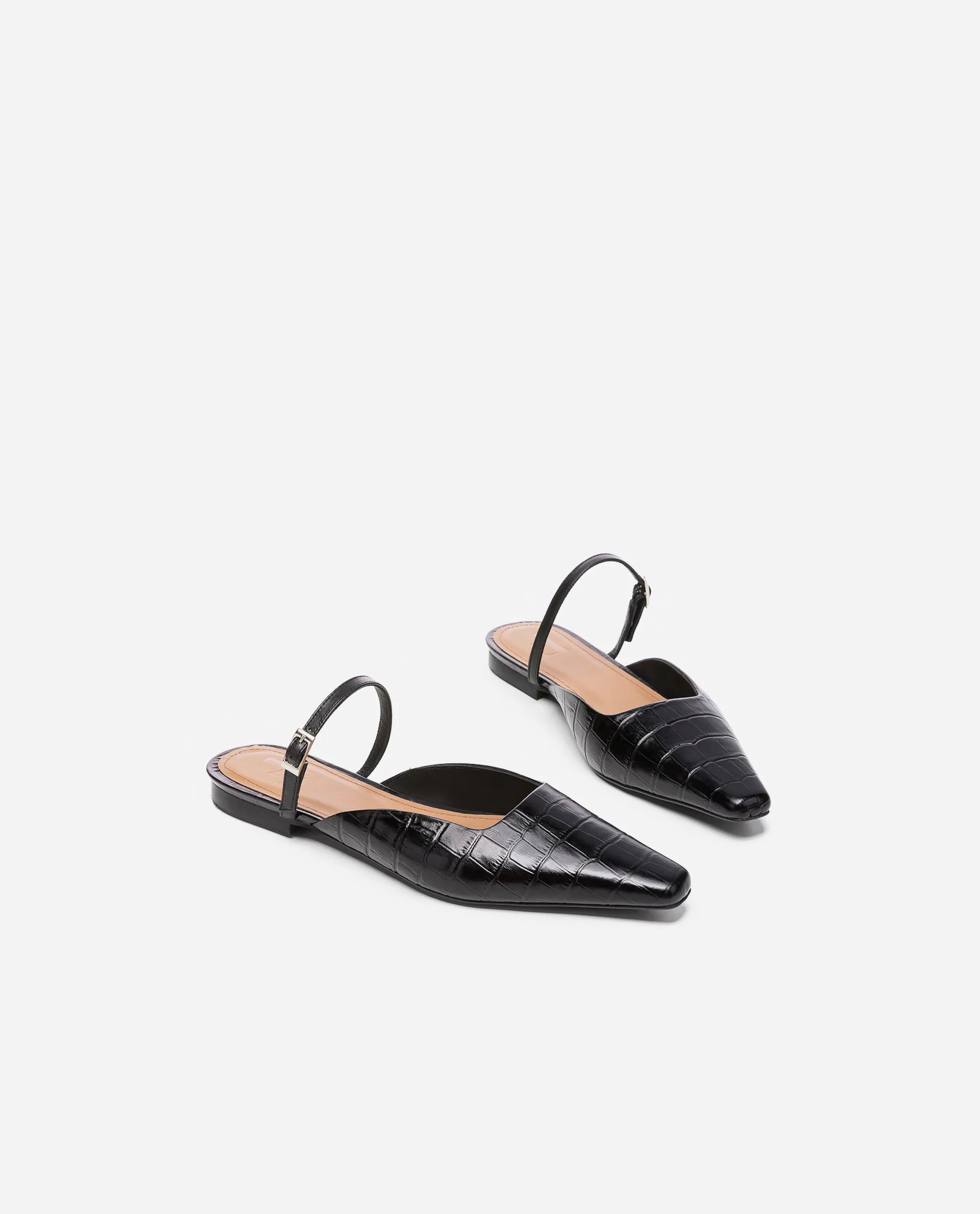 Flattered | Dolores Black Croco Leather