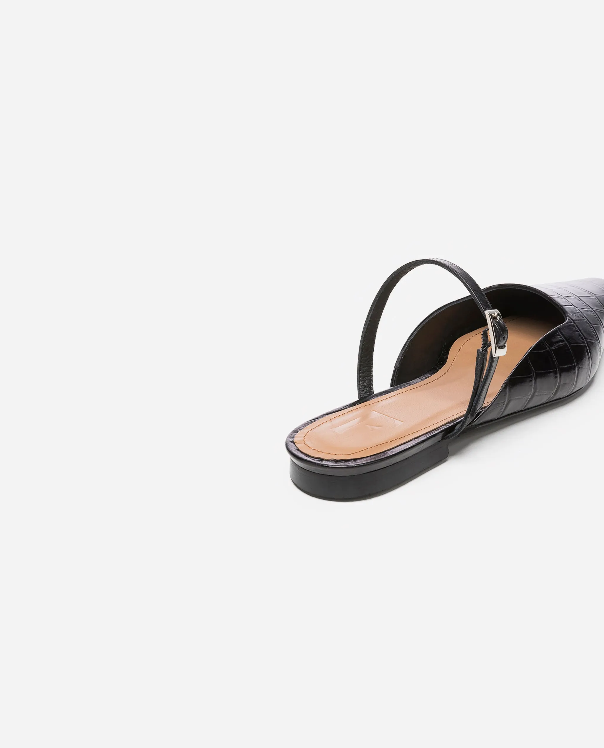 Flattered | Dolores Black Croco Leather