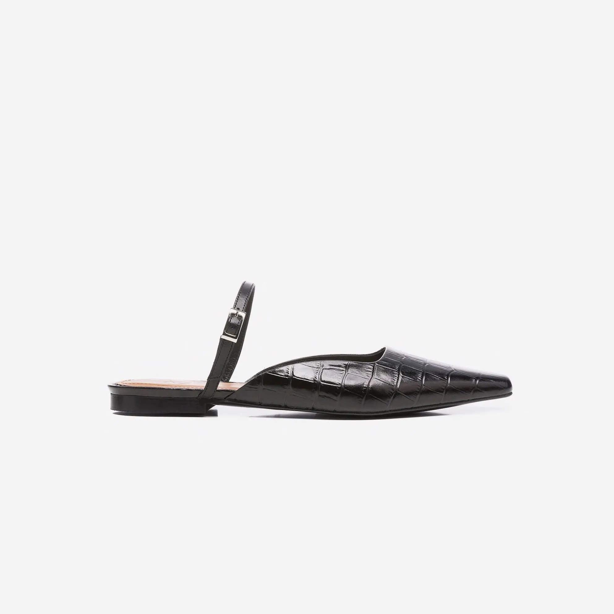 Flattered | Dolores Black Croco Leather