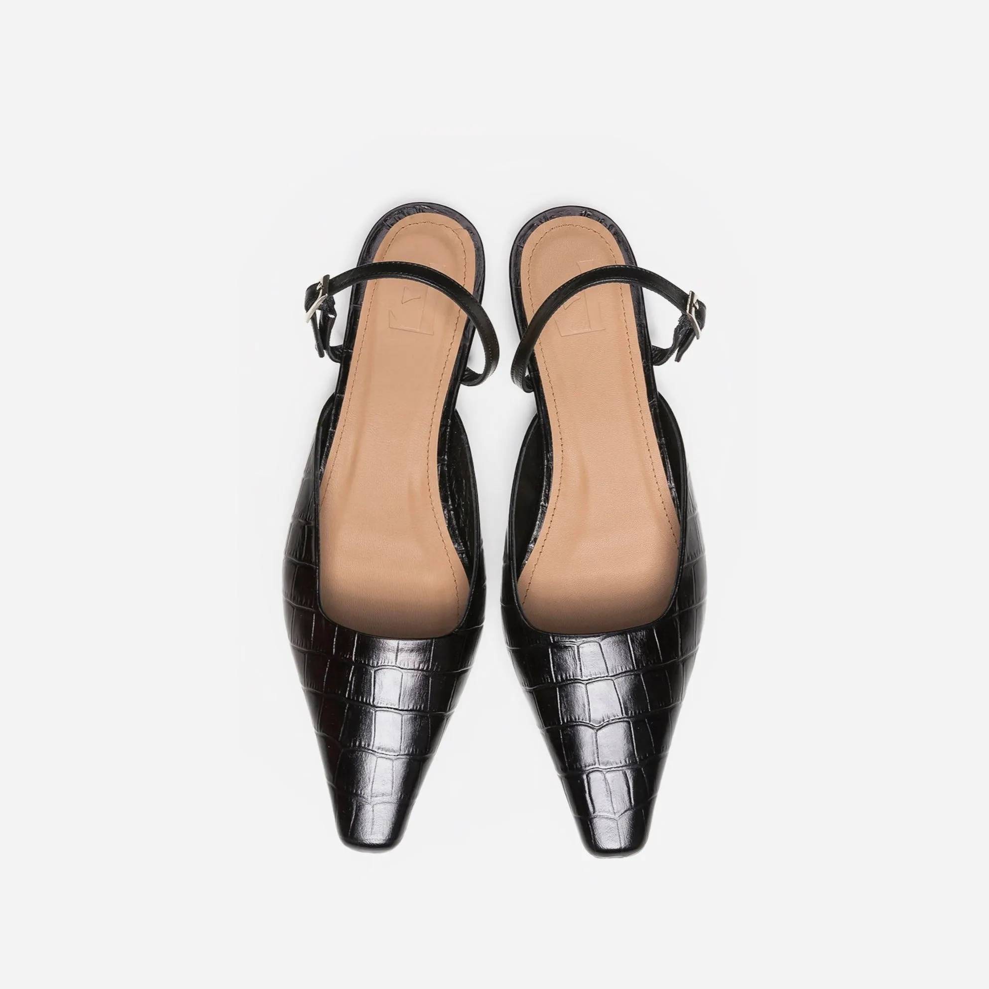 Flattered | Dolores Black Croco Leather