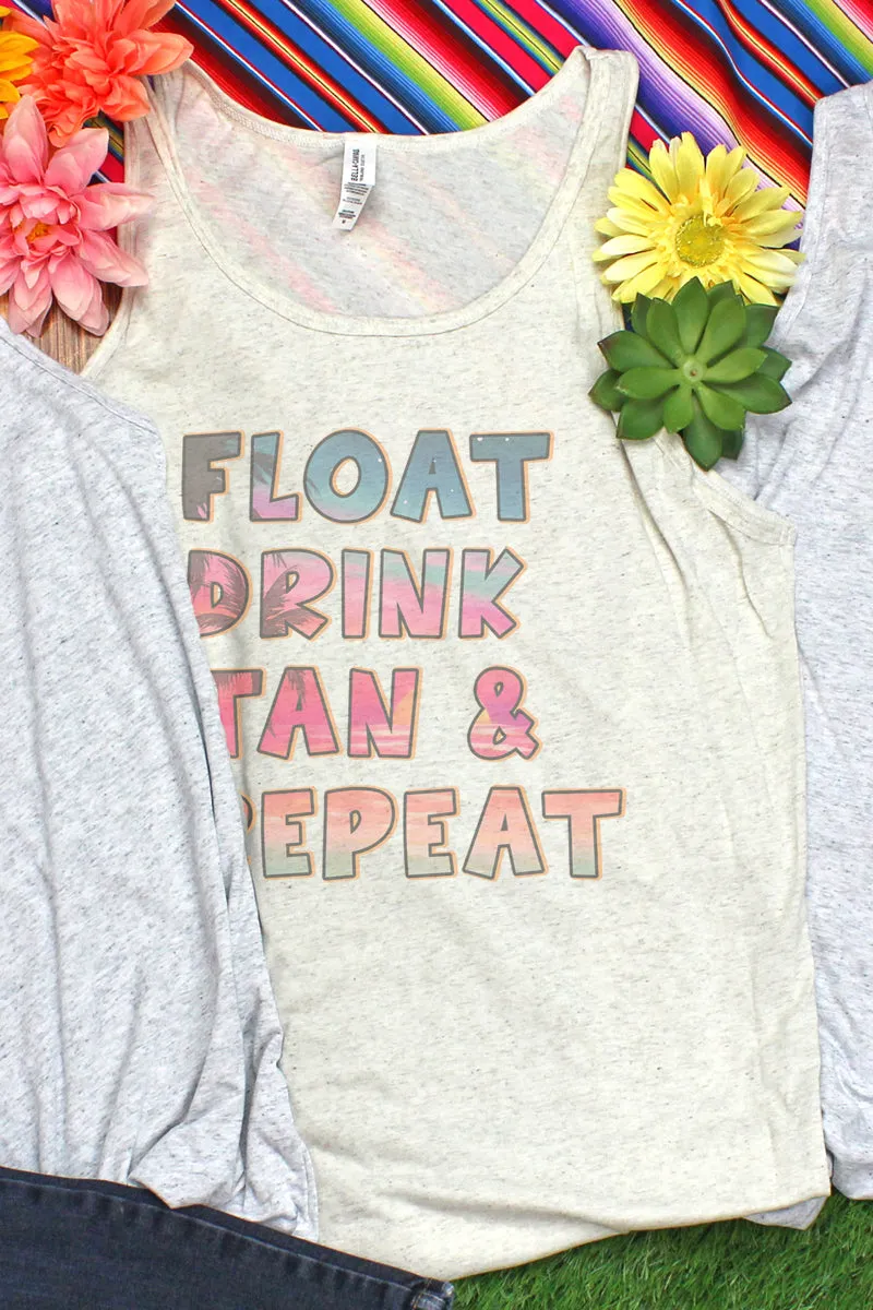 Float Drink Tan Repeat Unisex Jersey Tank