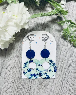 Floral Round Wooden Earrings