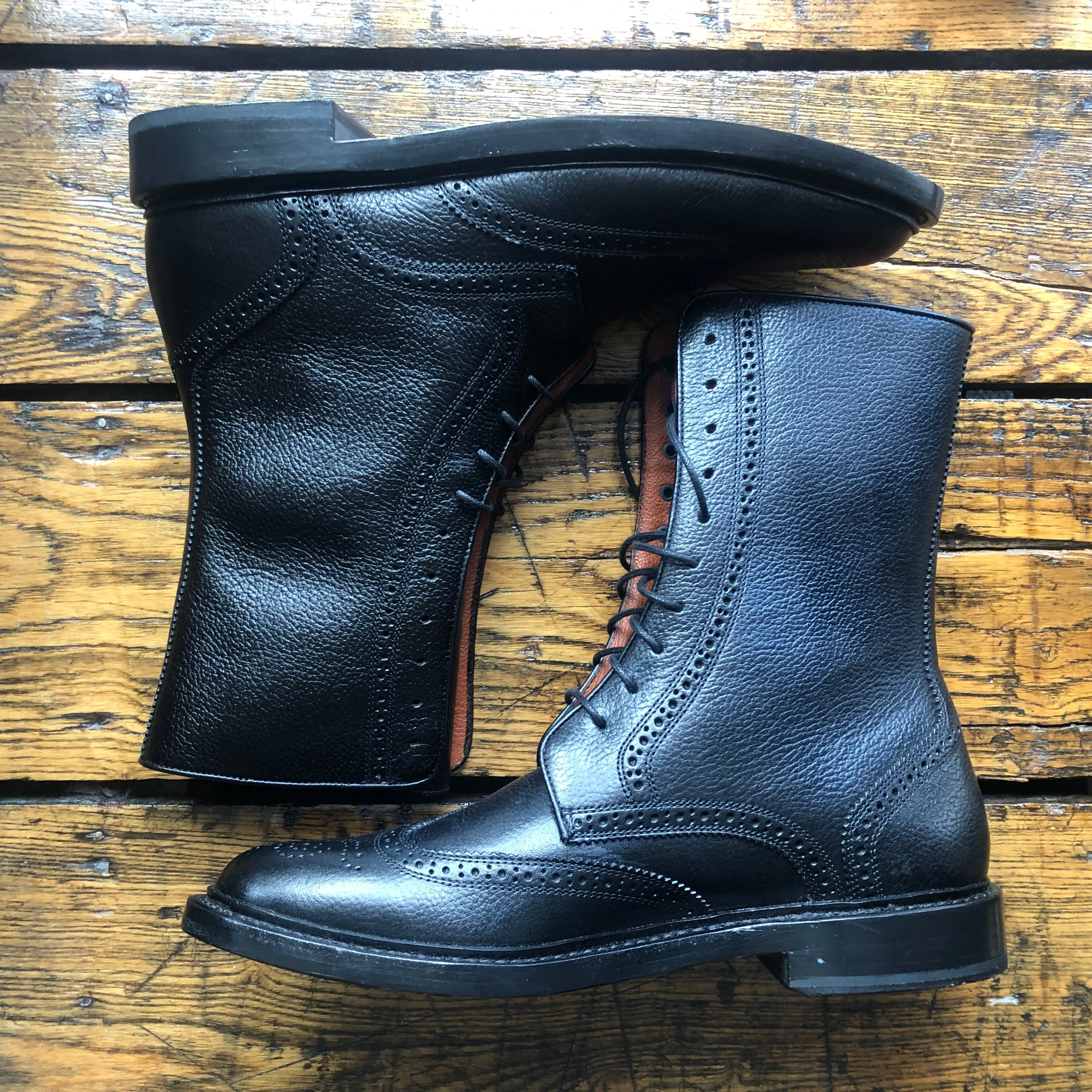 Florsheim by Duckie Brown Black Leather Oxford Lace up Ankle Boots - 10