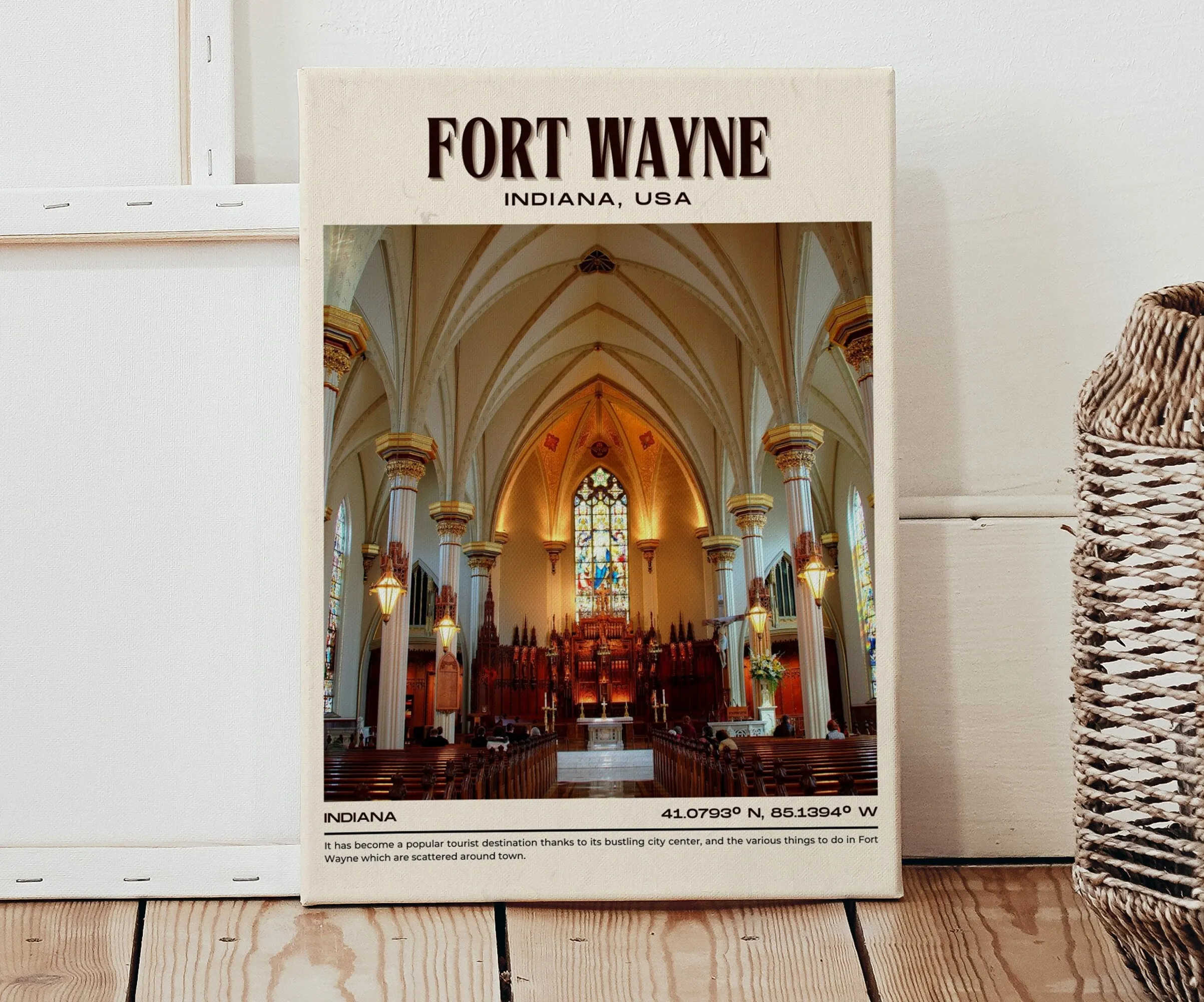 Fort Wayne Vintage Wall Art, Indiana, USA